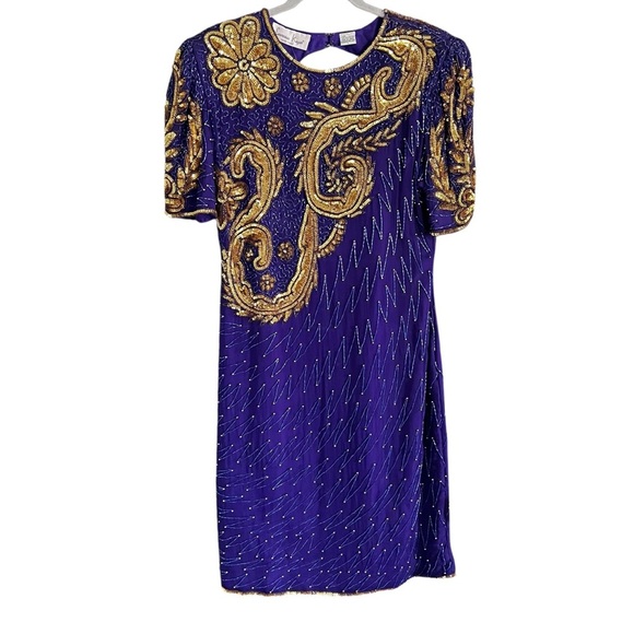 Laurence Kazar Dresses & Skirts - Vintage Deadstock Lawrence Kazar 100% Silk Beaded Cocktail Dress Glam size Large